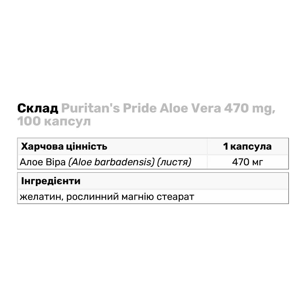 Натуральна добавка Puritan's Pride Aloe Vera 470 mg 100 капсул - фото 3