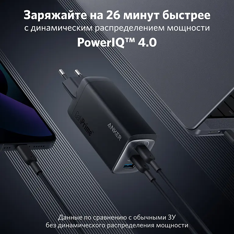 Зарядное устройство адаптер питания Anker 735 (PowerPort III) 65 W 3 выхода 2C+A (A2667) - фото 6