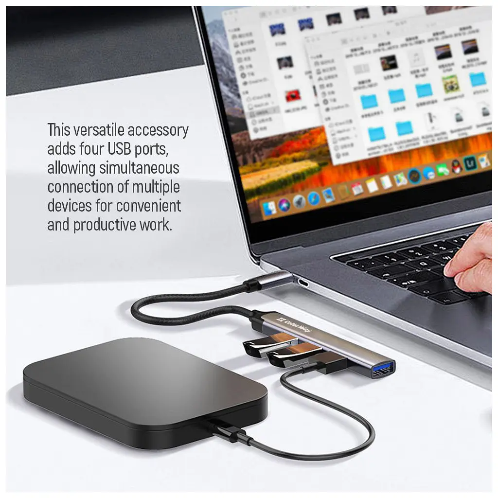 Концентратор ColorWay USB-C 4-в-1 USB2.0х3/USB3.0 (CW-HUB04) - фото 12