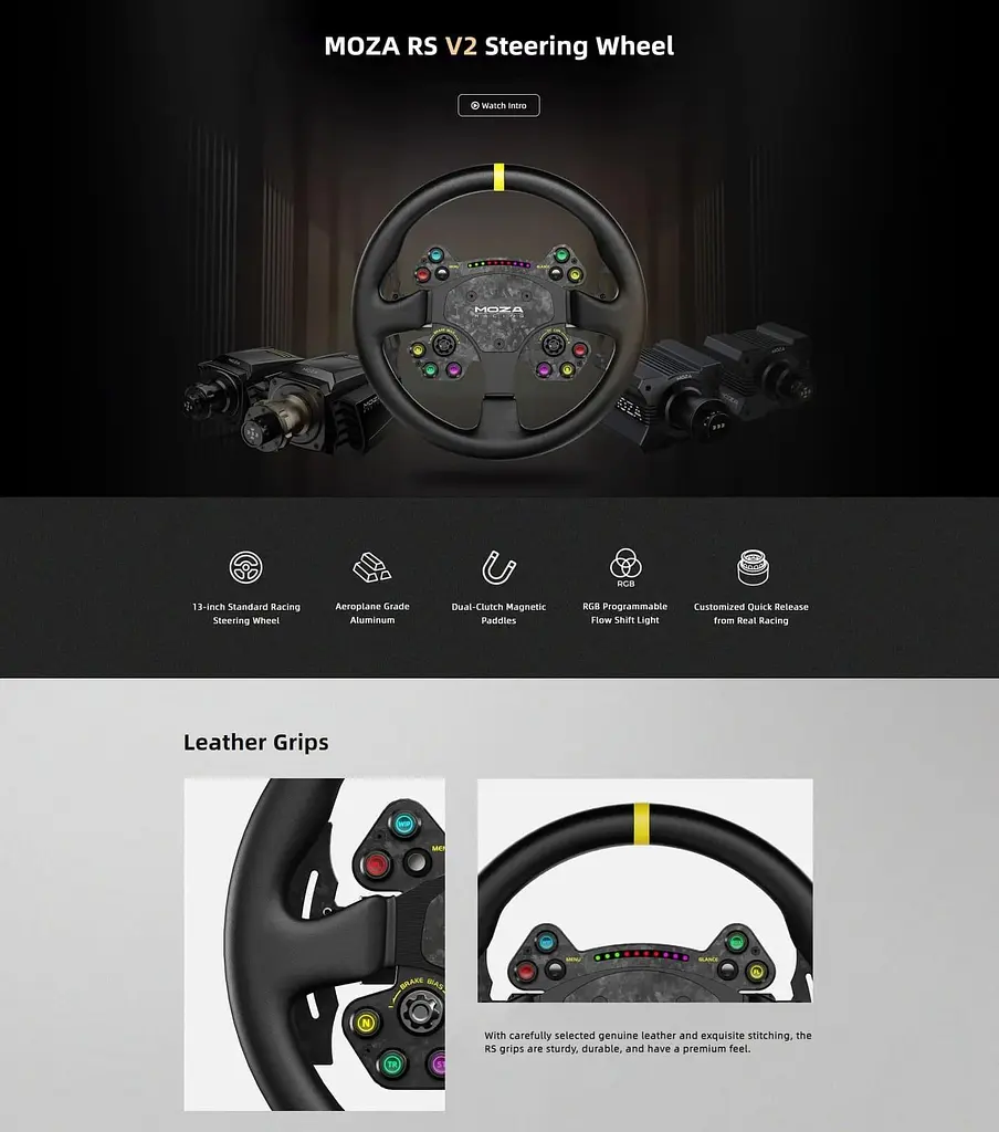 Кермо MOZA Racing RS V2 Steering for PC RGB - фото 8