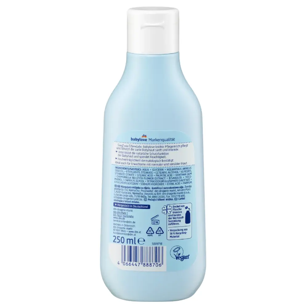 Дитяче зволожуюче молочко для тіла Babylove Pflegemilk Sensitive, 250 мл - фото 2
