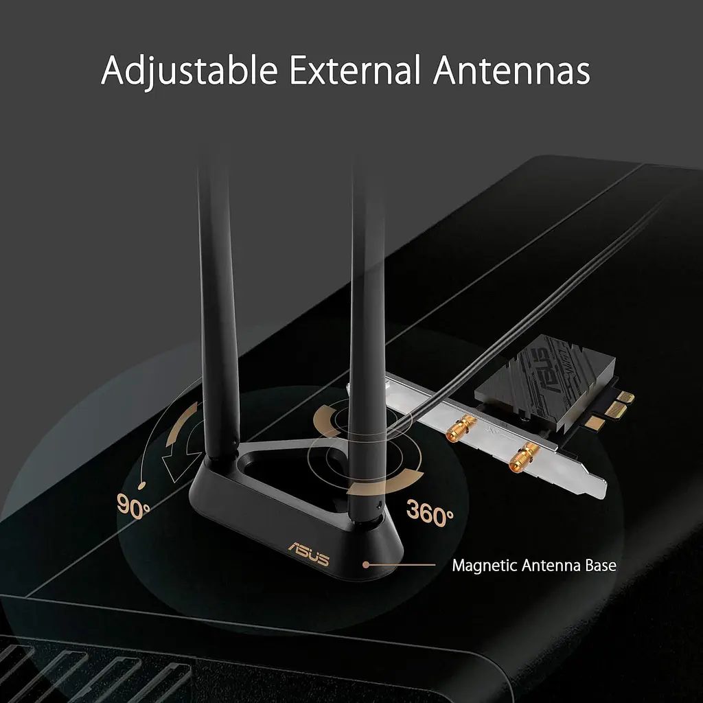 WiFi-адаптер ASUS WiFi PCE-BE92BT BE9400, PCI-Express x1, BT5.4 (90IG08U0-MO0B00) - фото 9