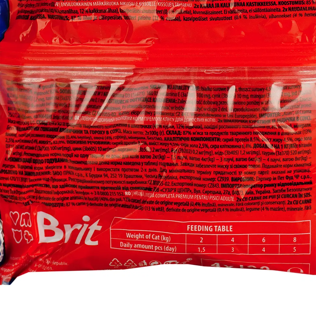 Набор паучей Brit Premium Cat, мясная тарелка 100 г 4 шт. - фото 4