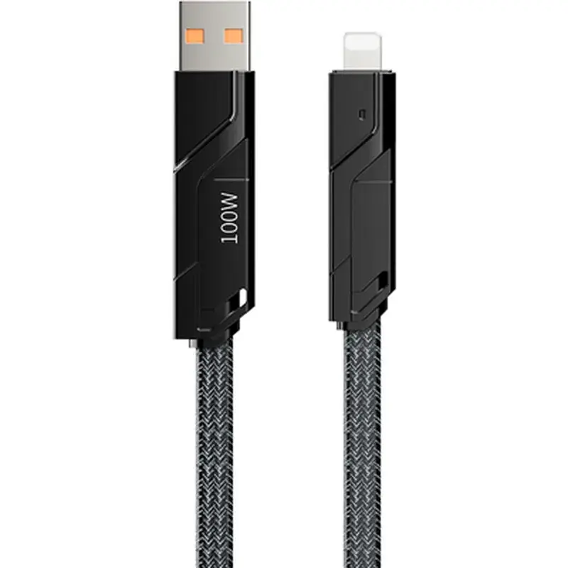 Дата кабель USB-C to USB-C + Lightning + USB-A 1.5m Black Proda (PD-B96th-BK) - фото 2