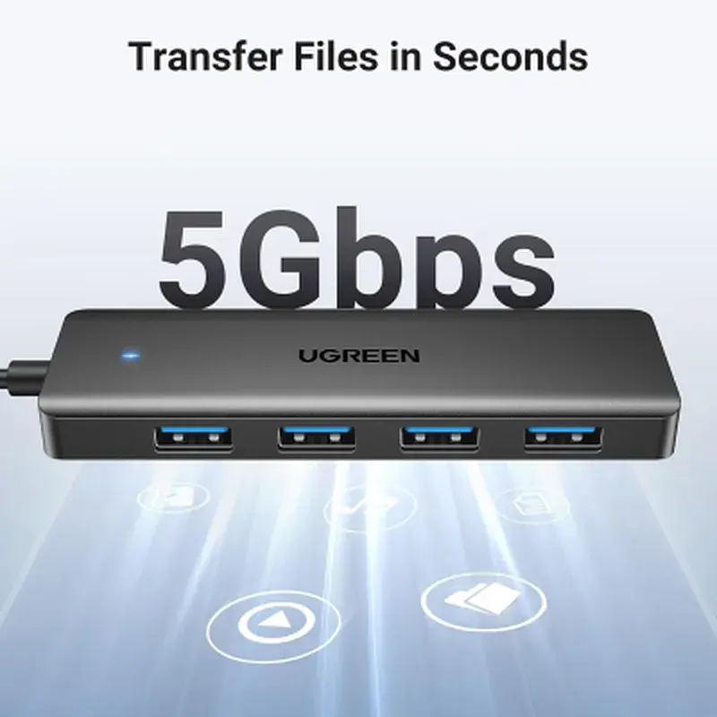 Концентратор Ugreen USB 3.0 to 4хUSB 3.0 0.15m Space Gray CM219 (25851) - фото 3