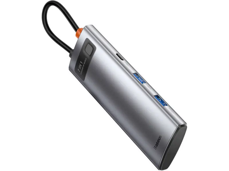 Мультипортовий адаптер BASEUS Metal Gleam Series 7-in-1 Multifunctional Type-C HUB Gray (WKWG020113) - фото 3