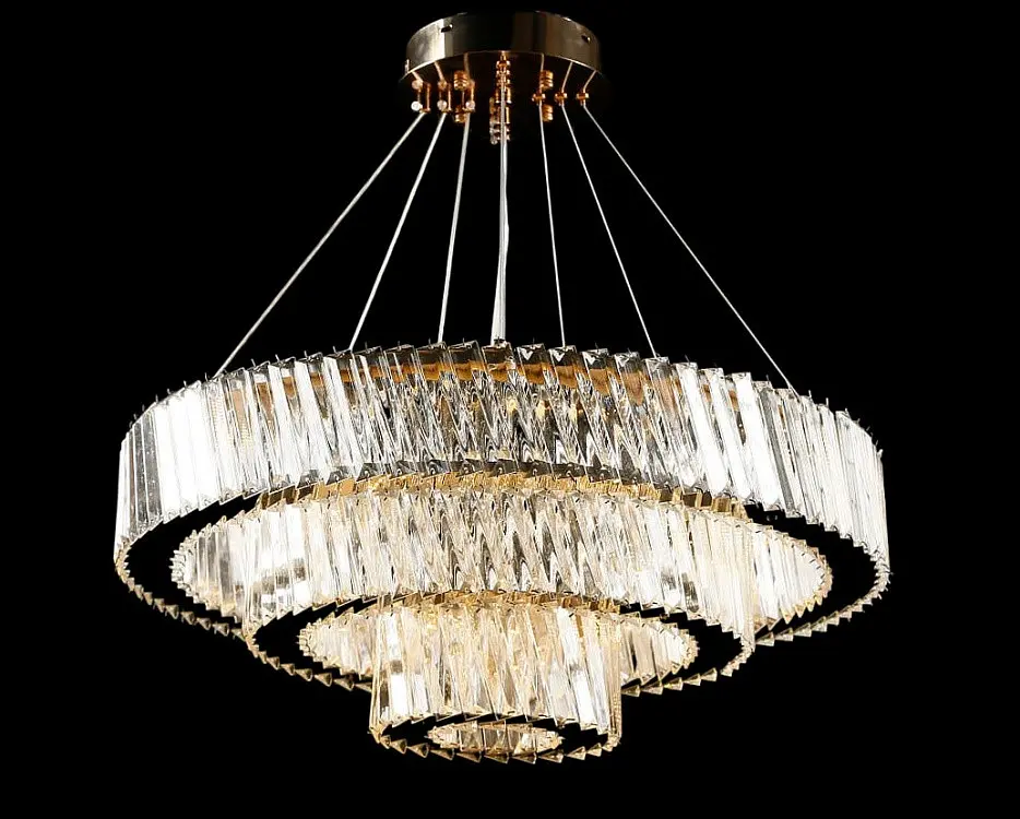 Люстра стельова LED Splendid Ray L228/600+400+200/3, золота, 3 лампи, регульована висота 30-130 см - фото 4