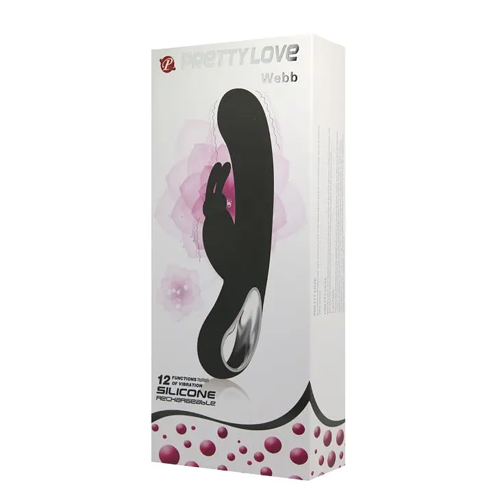 Вібратор-кролик Pretty Love Webb Vibrator Black Силіконовий, 21х3.5 см чорний - фото 6