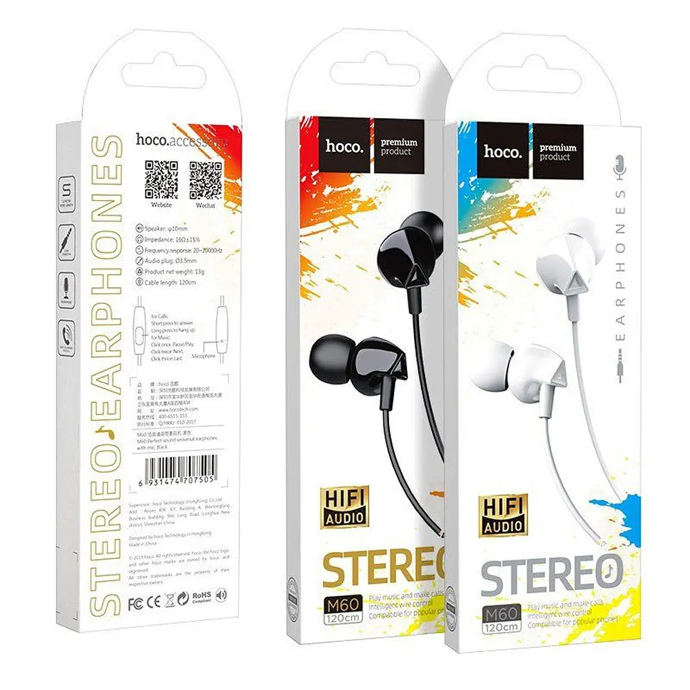 Наушники Hoco M60 Perfect sound universal earphones with mic черные - фото 2