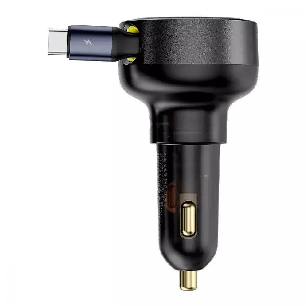 Розгалужувач - подовжувач зарядний в авто Baseus Enjoyment Pro 60 W (1USB-C) + висувний кабель Type-C - фото 2