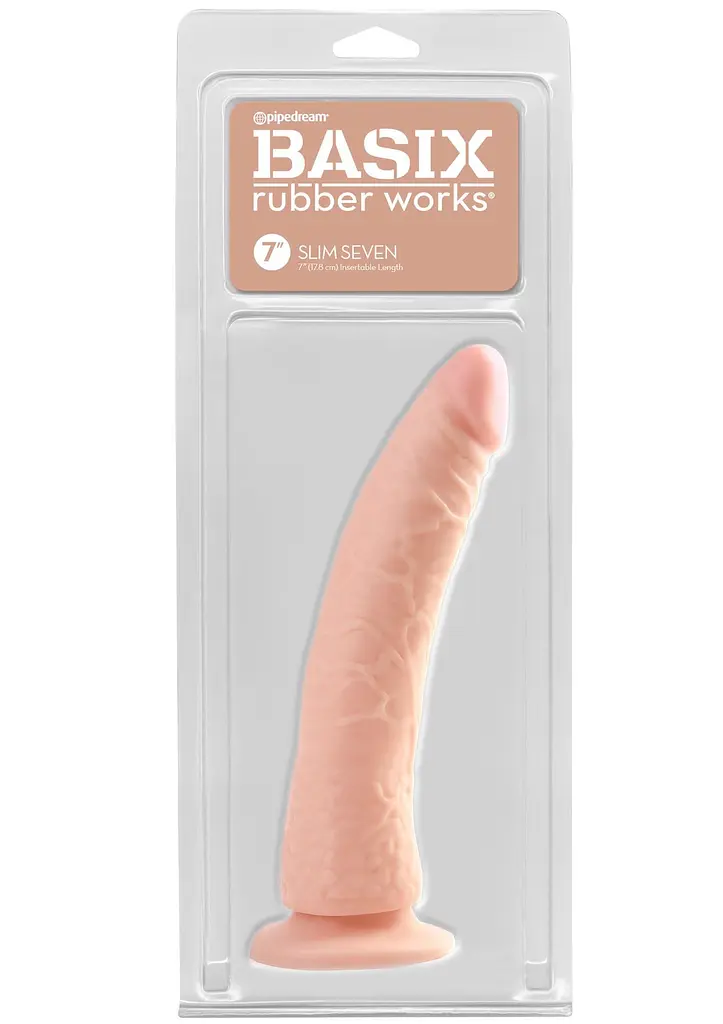 Фалоімітатор Basix Slim 18 см тілесний - фото 4