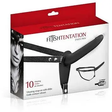 Страпон с вибрацией Fetish Tentation Vibrating STrap-On With Dildo Black - фото 3