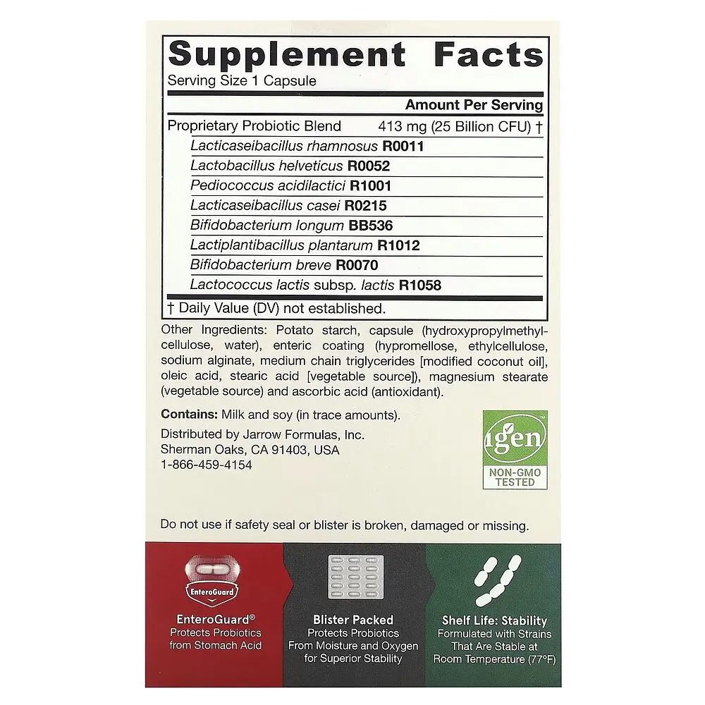Пробіотики і пребіотики Jarrow Formulas Jarro-Dophilus EPS 25 Billion, 60 вегакапсул - фото 2