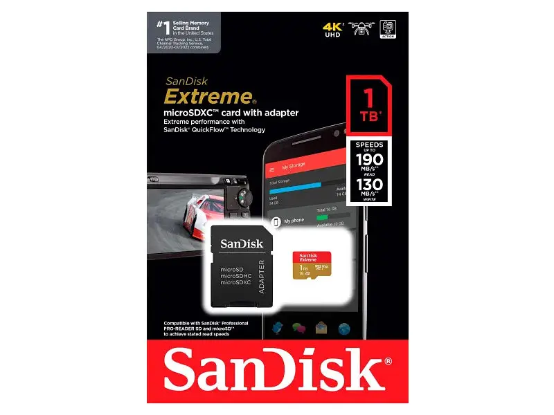Карта пам'яті SanDisk Extreme microSDXC UHS-I U3 V30 A2 1 TB (SDSQXAV-1T00-GN6MA) - фото 3