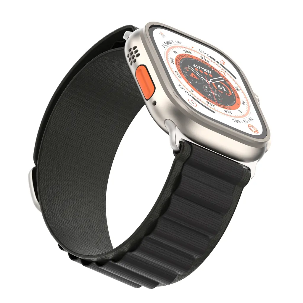 Ремінець для Apple Watch 49/46/45/44/42 (Series 1-3), чорний, Alpine Loop Alpina Band, тканинний поліестеровий ремінець для смарт-годин, дихаючий, для активного відпочинку та спорту, ArmorStandart (ARM64977) - фото 3