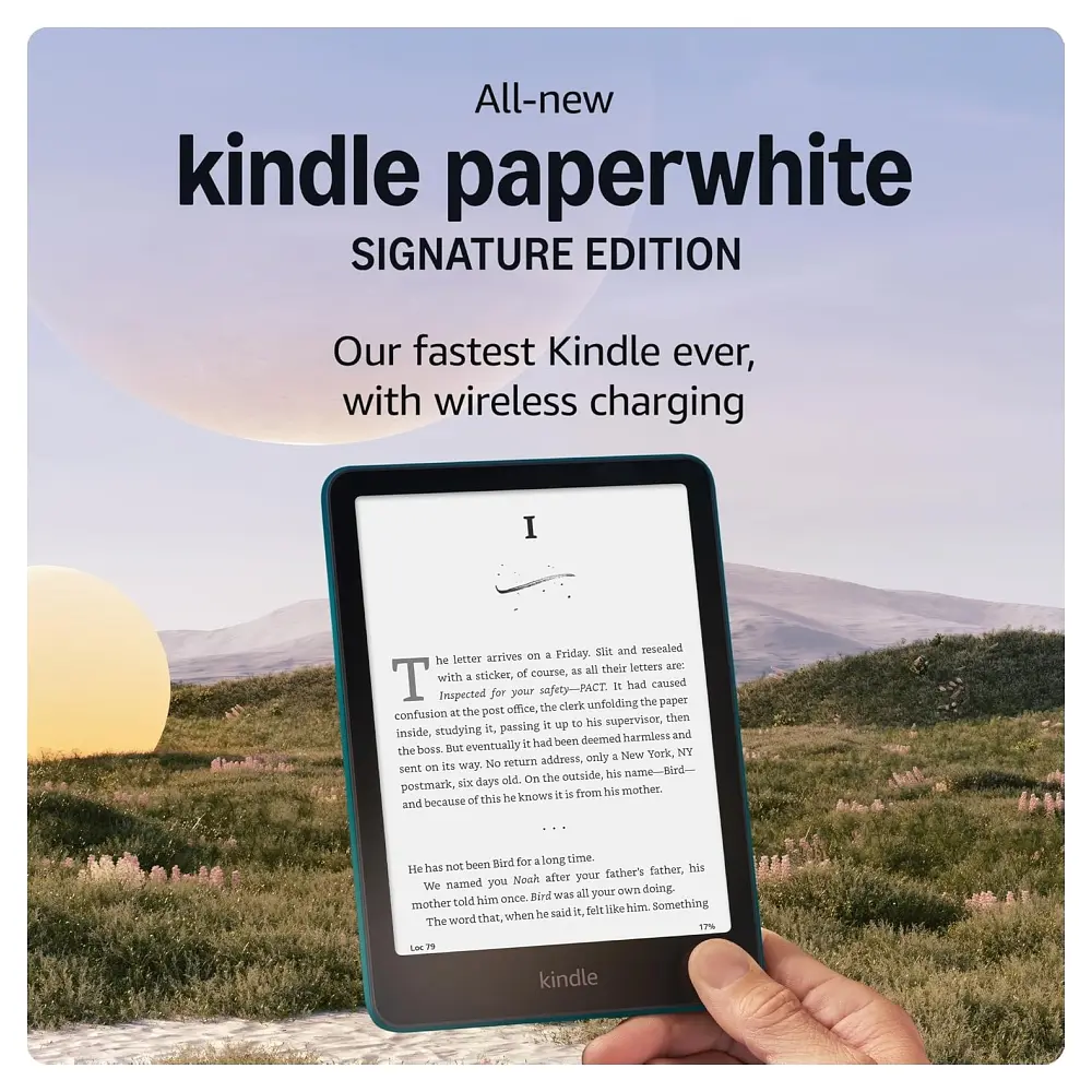 Електронна книга Kindle Paperwhite Signature Edition 2024 Metallic Jade, 32GB, без реклами, 7 HD E Ink Carta дисплей, покриття антивідблиску, підсвічування, сенсорний екран, Bluetooth/Wi-Fi, захист від вологи, 300 dpi, зелена - фото 2