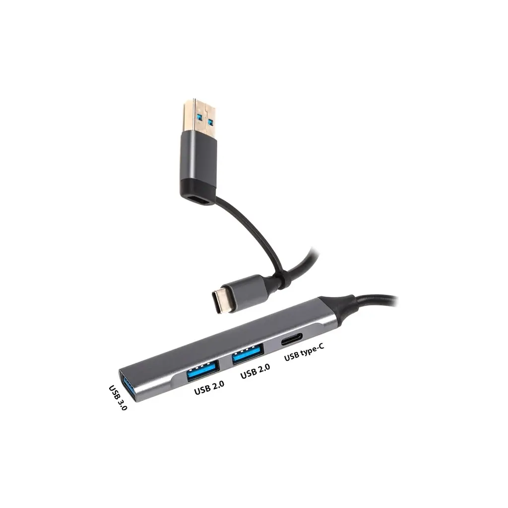 Концентратор Dynamode USB Type-C + USB-A to 1хUSB-C 3.0 1хUSB-A 3.0 2xUSB-A 2.0 dark grey (DM-UH-314AC) - фото 5