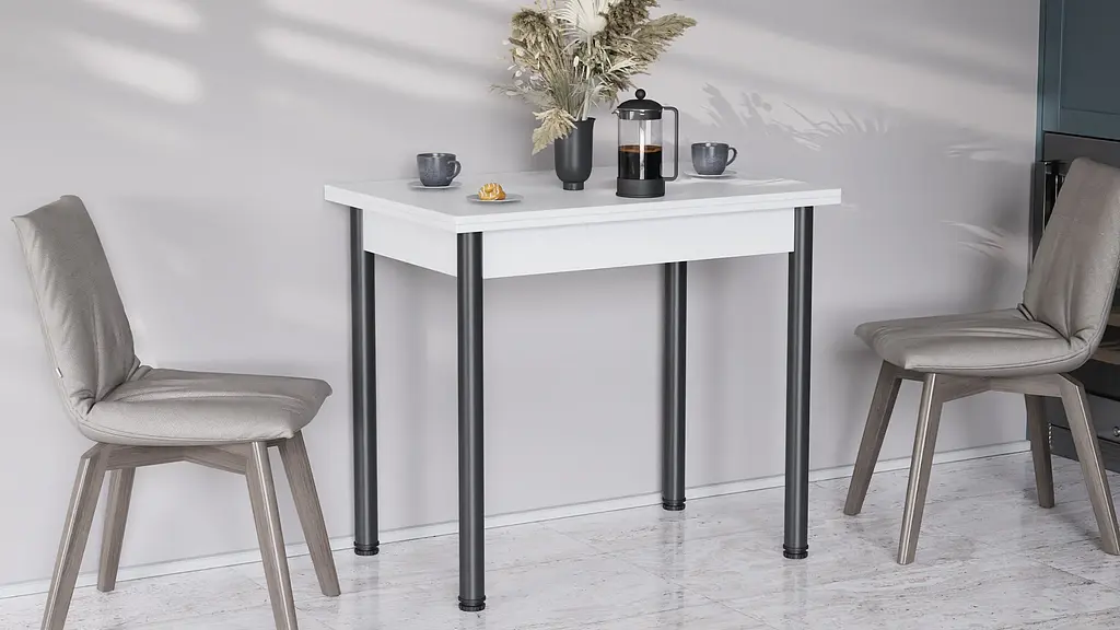 Обеденный раскладной стол-формер Берта Ferrum-decor 750x1400x900 Черный металл ДСП Белый 16 мм (FRD-105178) - фото 12