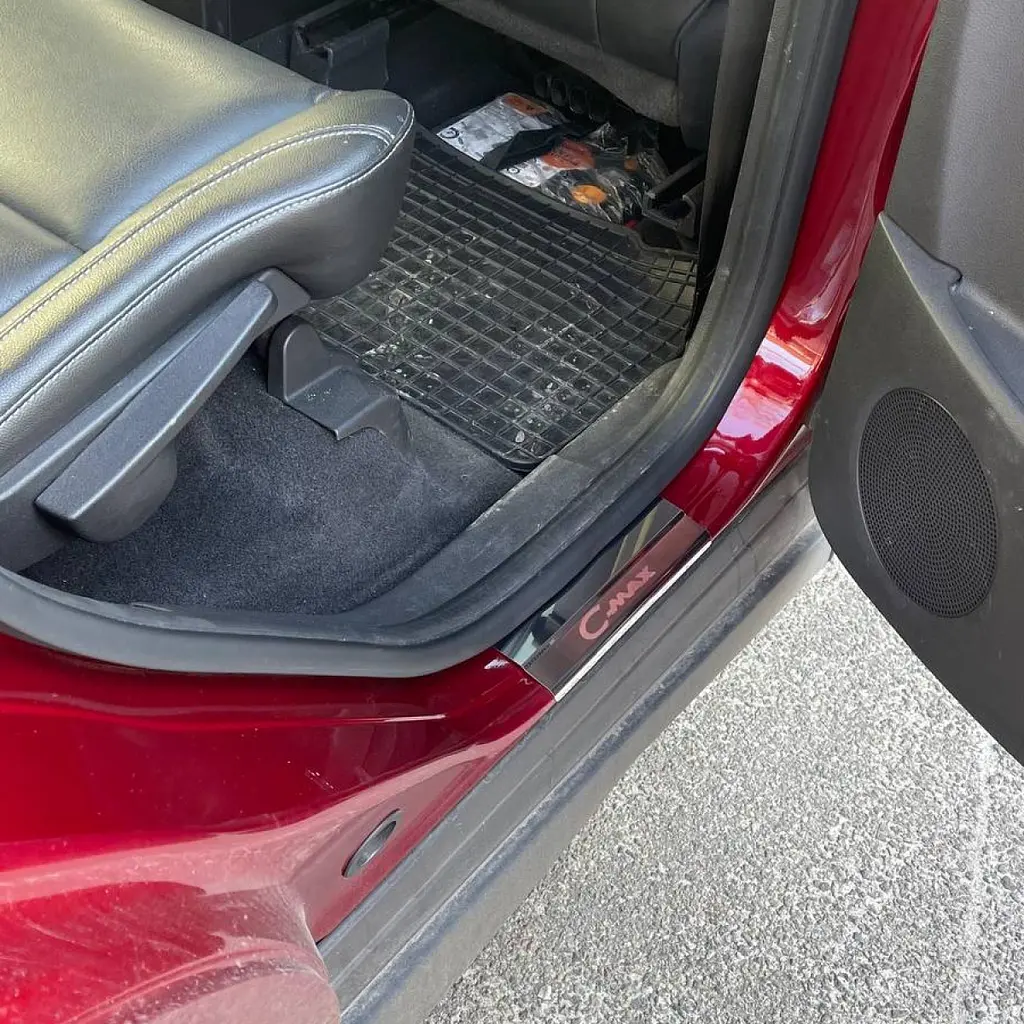 Накладки на пороги для Ford C-Max 2010- Нержавіюча сталь із загином та Логотипом 4 шт (Premium P-FO02) - фото 4