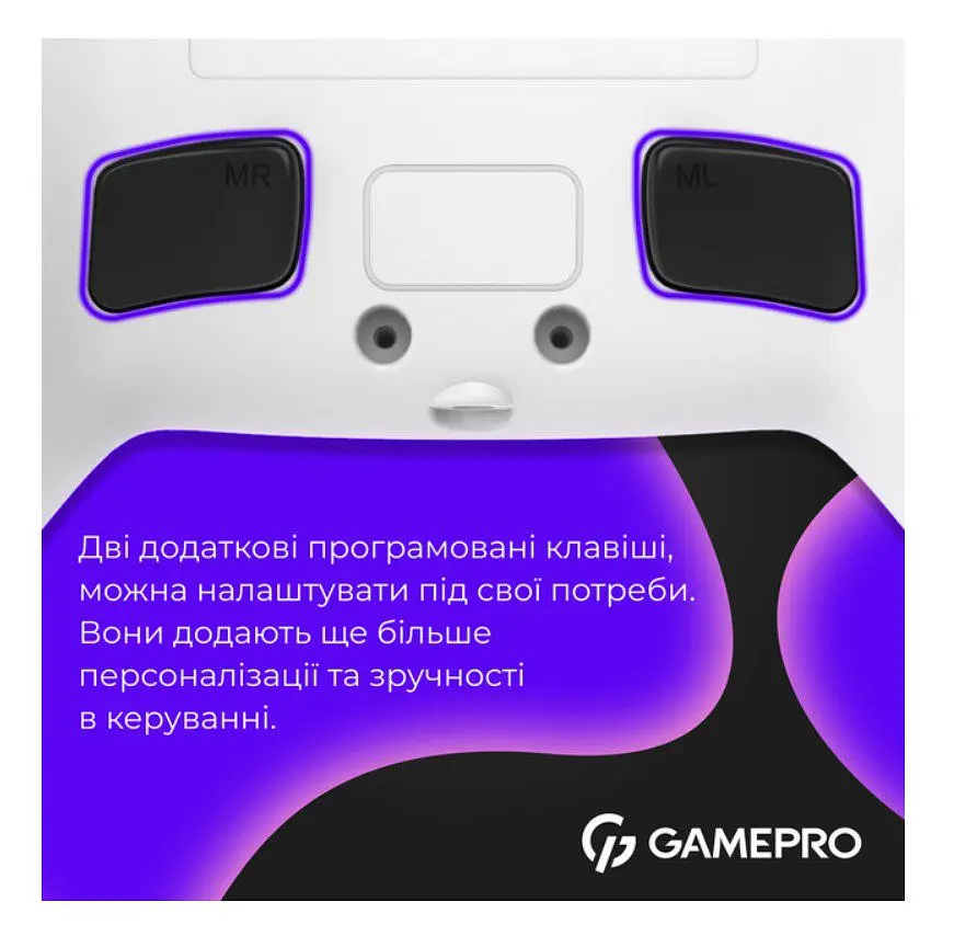 Геймпад Bluetooth джойстик GamePro GPS-13W Bluetooth 5.3/USB (PC/iOS/Android/PS3/PS4) DualShock RGB White - фото 7