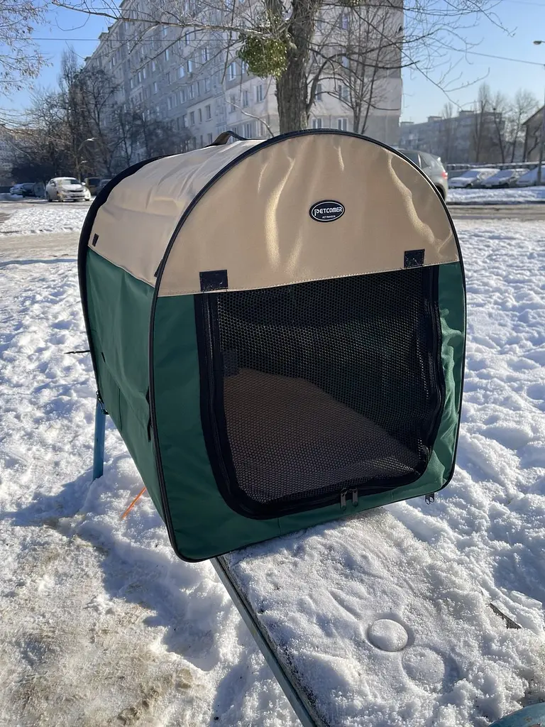 М'яка клітка-переноска для собак SenFul Pet Soft Crate SDT3008 Green з флісовим килимком та чохлом - фото 3
