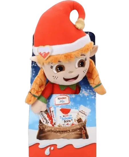 Новорічний набір солодощів з м’якою іграшкою Дівчинка Ельф Kinder Maxi Mix 133г - фото 2