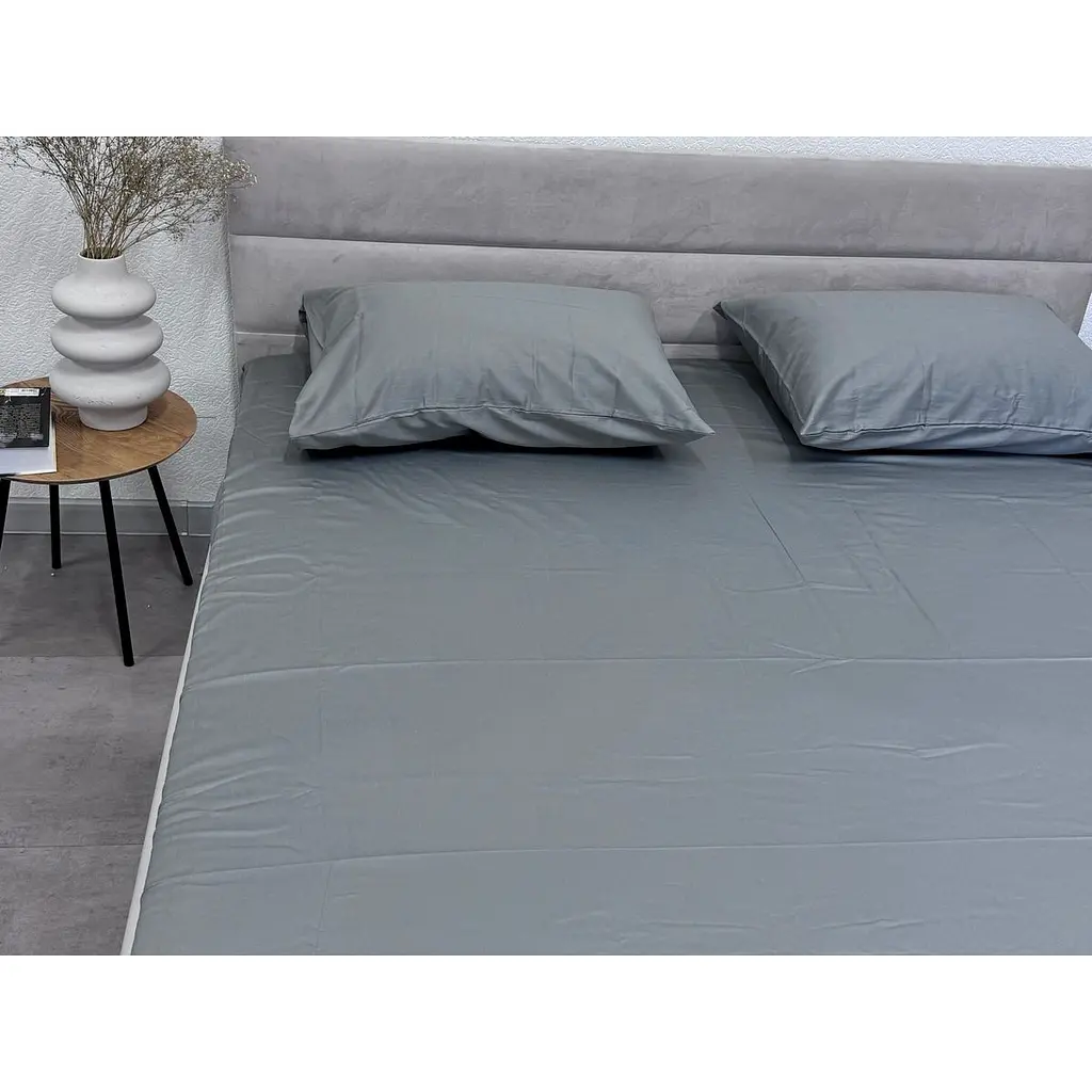 Простирадло Ecotton Natural Grey на резинці сатин 180х200 см сіре (24858) - фото 3