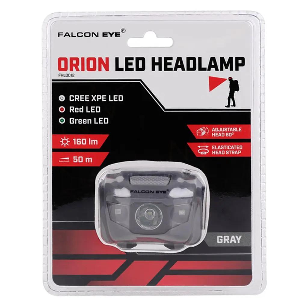 Ліхтар налобний Falcon Eye Orion (160 Lm) Cool White/Red/Green LED Grey (FHL0012) - фото 3