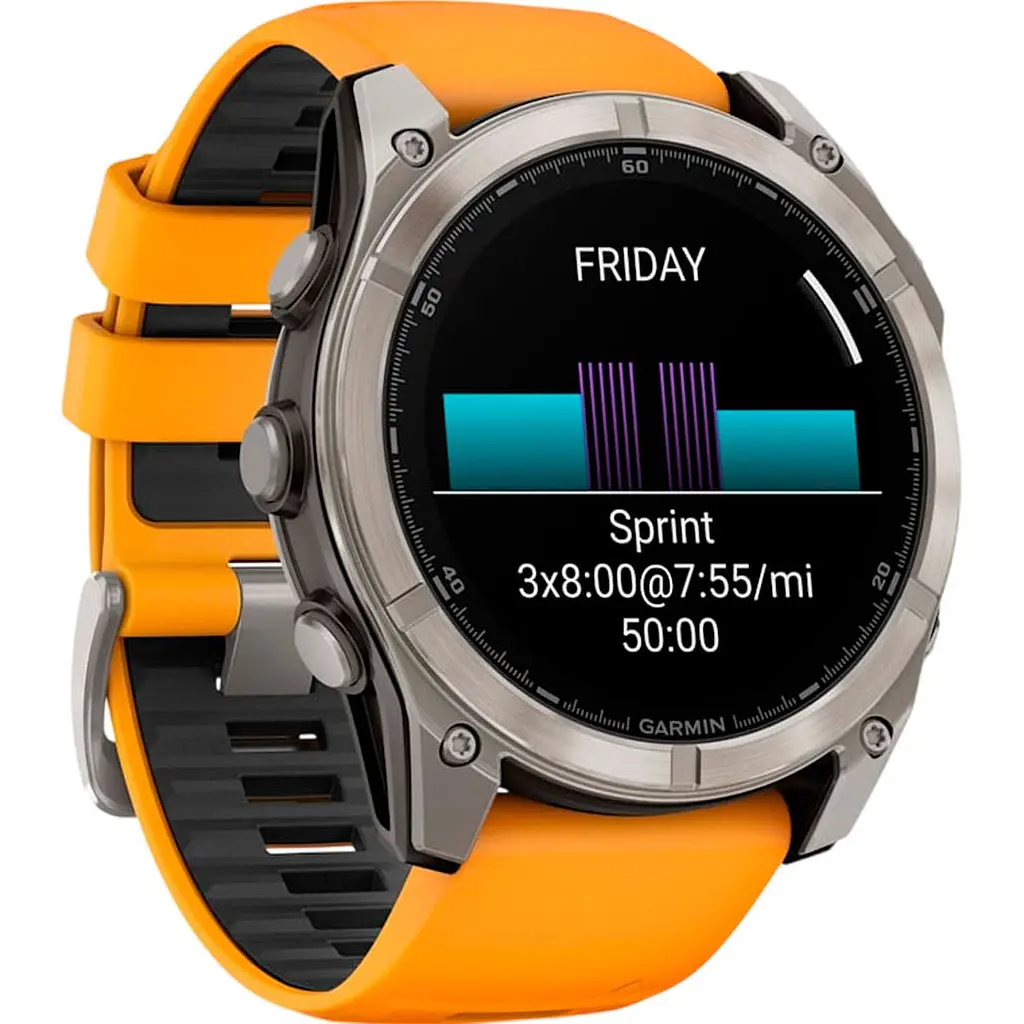 Смарт-годинник Garmin Fenix 8 AMOLED Sapphire 51mm Titanium with Spark Orange/Graphite Silicone Band (010-02905-10) [115048] - фото 3