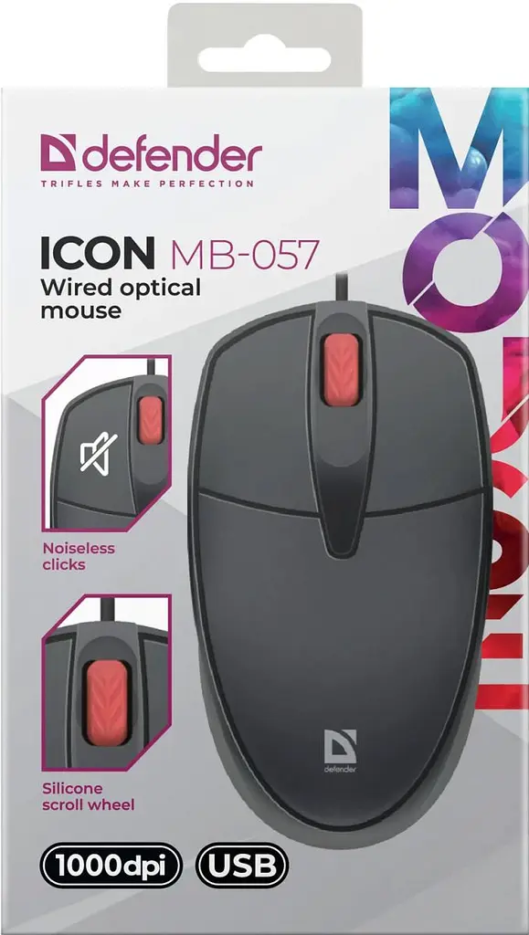 Комп'ютерна мишка Defender Icon MB-057 3кн.,1000 dpi безшумна чорна (52057) - фото 2
