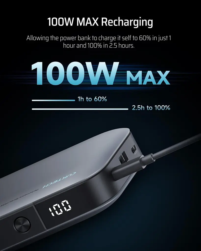 Аккумулятор портативный CUKTECH PB250 25000mAh 210W серый - фото 8