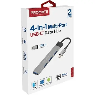Концентратор Promate USB-C 4-in-1 порти Promate (litehub-4.grey) (litehub-4.grey) - фото 6