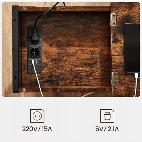 Журнальный столик Leobert Olmi USB вход + розетка в стиле Loft 60x31.5x60 см - фото 8