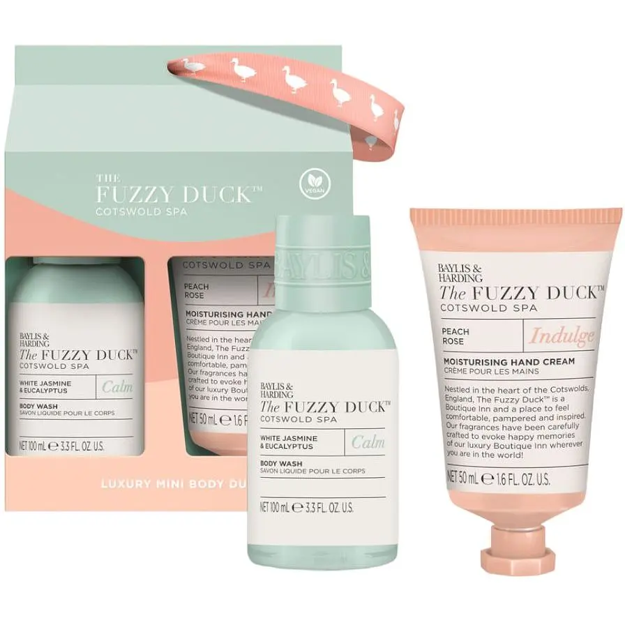 Набір Baylis & Harding The Fuzzy Duck Cotswold Spa: Гель для душу Calm жасмин та евкаліпт 100 мл + Крем для рук Indulge персикова троянда 50 мл - фото 2