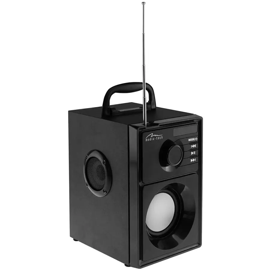 Акустична система 1.0 Media-Tech 15W, Bluetooth/FM/AUX/SD/USB/пульт/BOOMBOX, срібна мембрана, чорна - фото 4