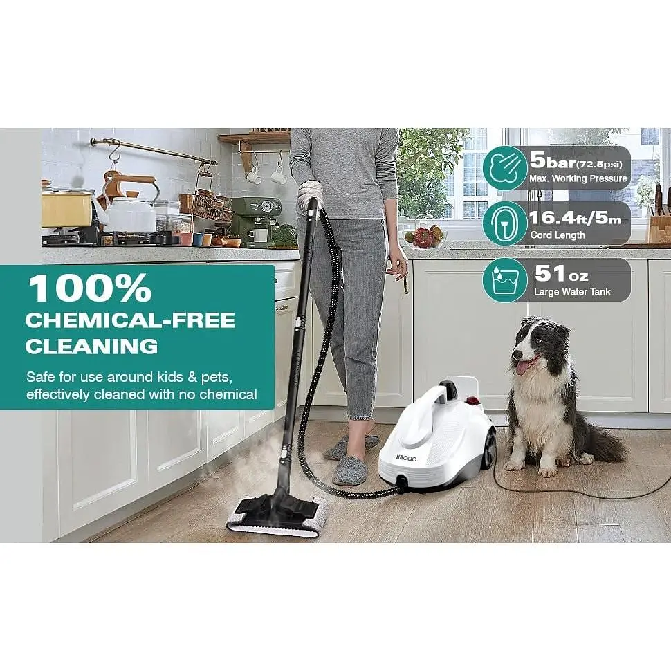 Пароочиститель Kroqo SW618-D с 23 аксессуарами мощный отпариватель для чистки и удаления грязи - фото 5