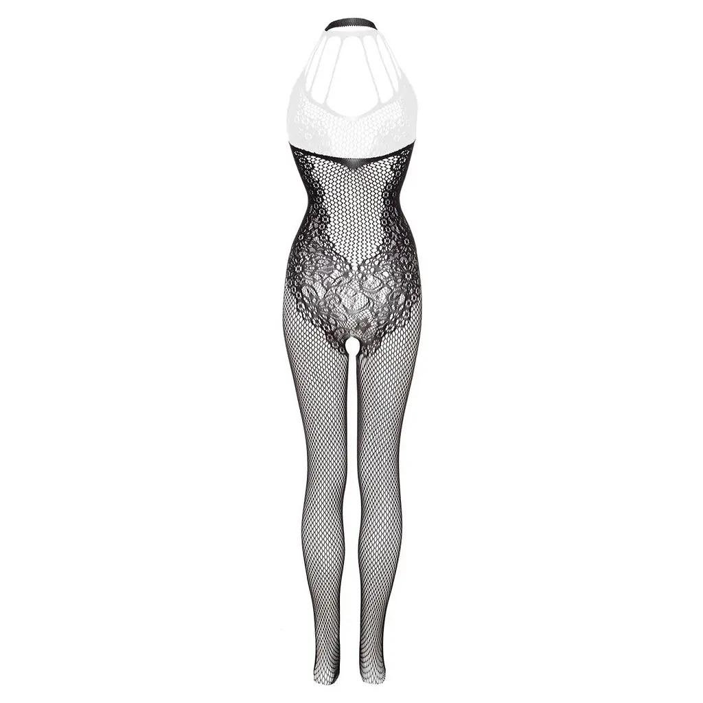 Бодістокінг Christine Crotchless Bodystocking With Flowerlace Amara Black - фото 7
