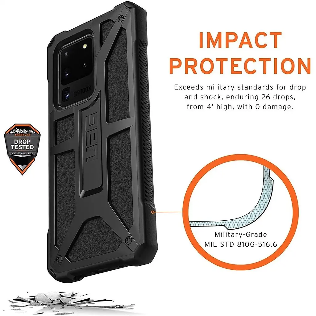Оригинальный противоударный чехол UAG Monarch для Samsung Galaxy S20 Ultra (6.9") Black 211991114040 - фото 7