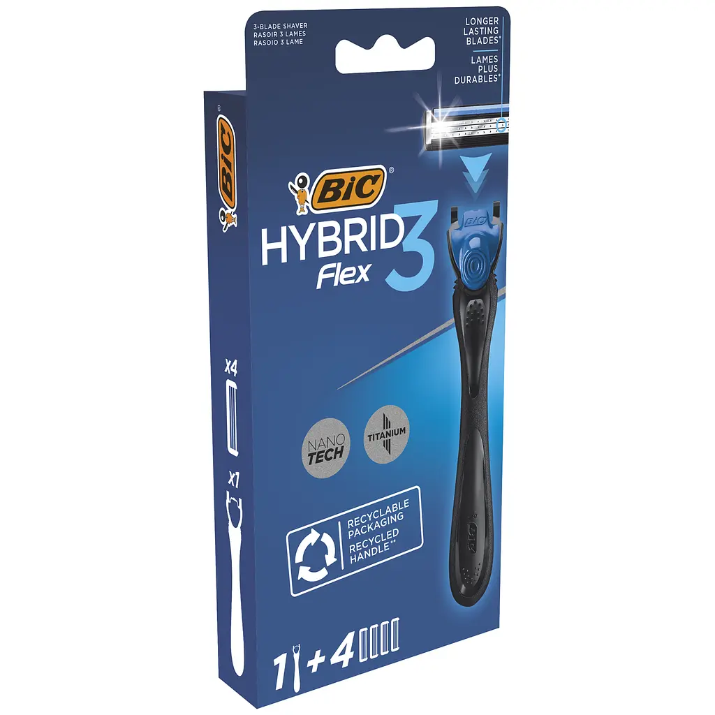 Бритва чоловіча BIC Hybrid 3 Flex з 4 змінними картриджами - фото 2