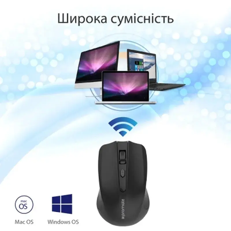 Мишка Promate Clix-8 Wireless Black (clix-8.black) - фото 7