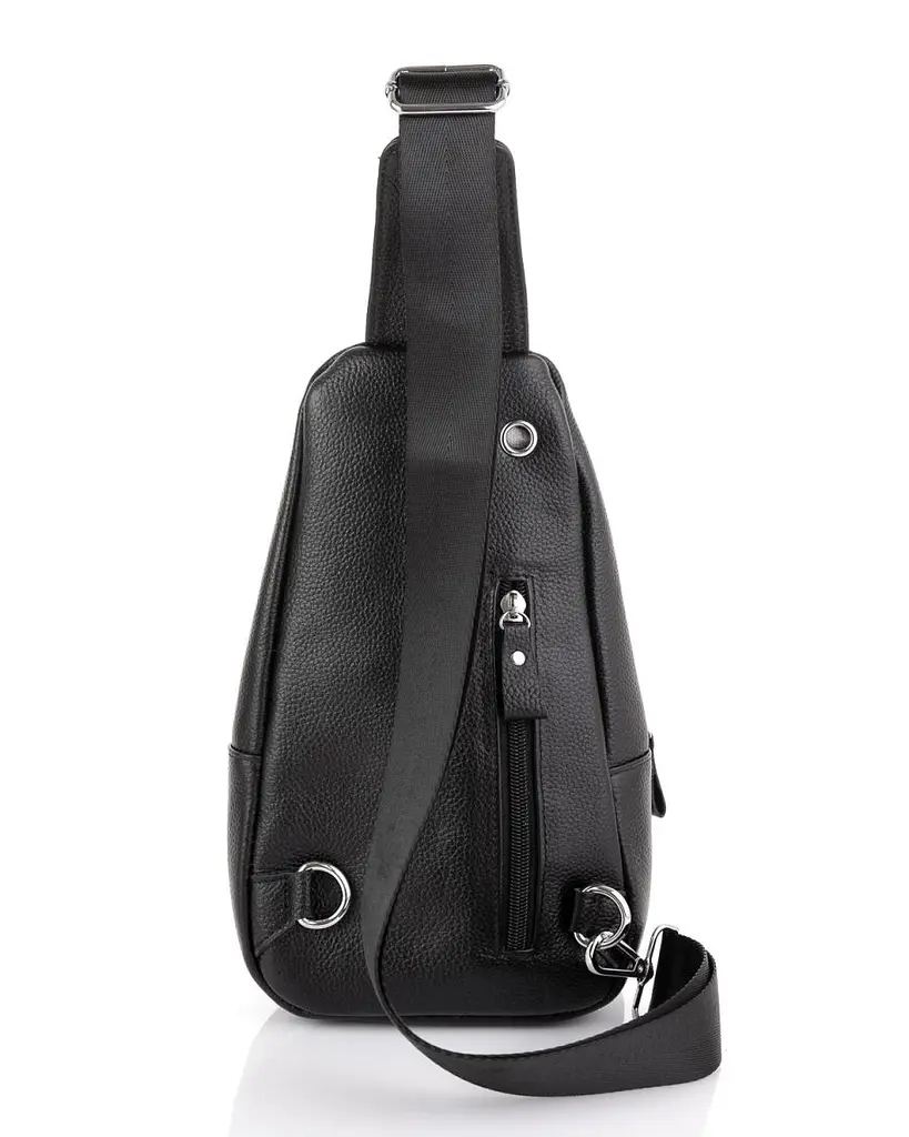 Шкіряний чорний слінг через плече Tiding Bag A25F-5058A - фото 4