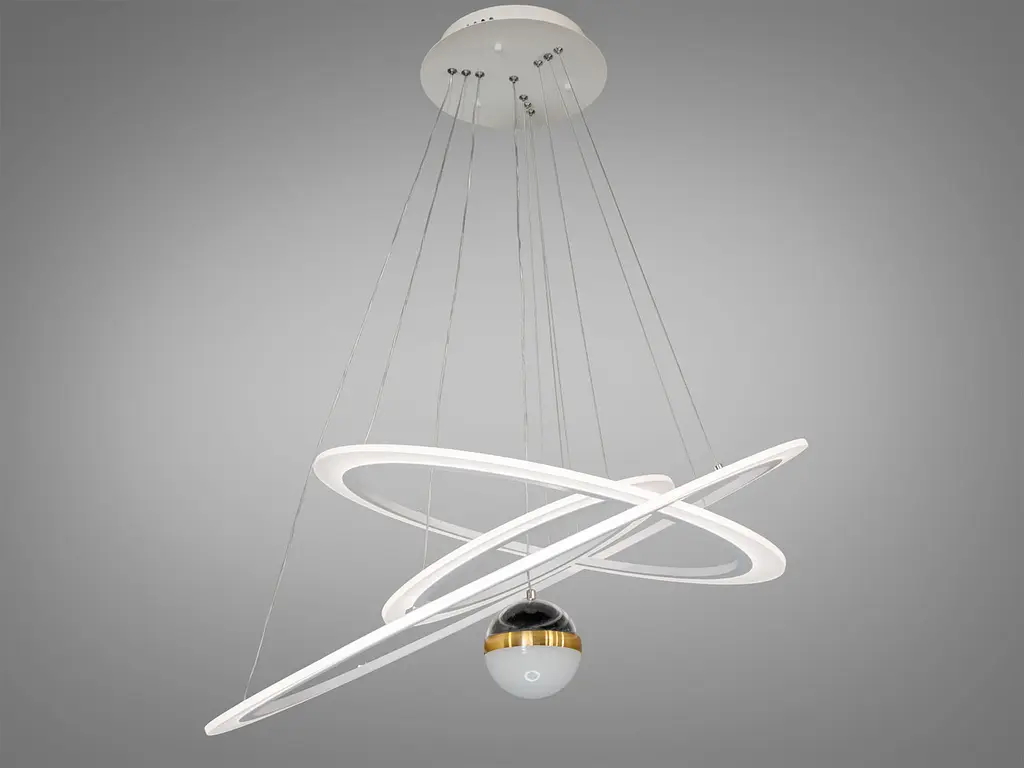 Люстра стельова LED Diasha 2328-800+600+400WH 145W, біла, діаметр 80 см, сучасний стиль для дому - фото 3