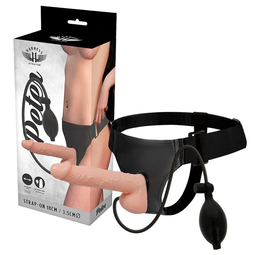 Страпон Harness Attraction Peter Strap-on Black, 18 см (тілесний)