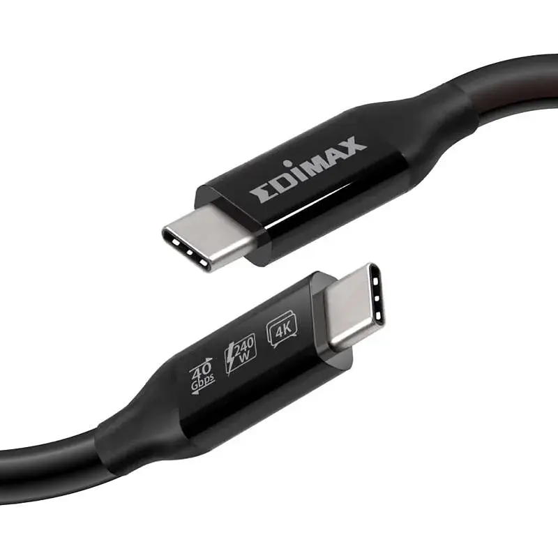 Кабель Edimax UC4 V2 USB Type-C - USB Type-C (M/M), Thunderbolt 3, 240 W, 20 V, 5 A Max, 1 м, Black (UC4-010TB) - фото 3