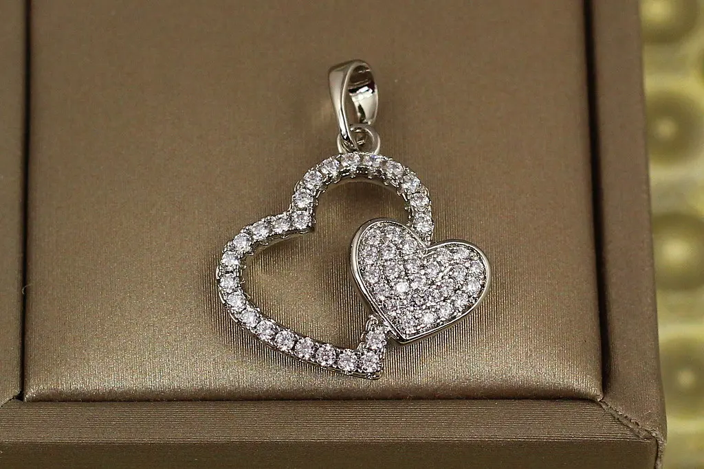 Кулон Xuping Jewelry биття двох сердець 2 см сріблястий