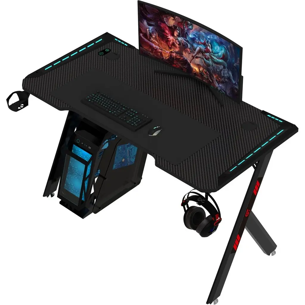 Комп'ютерний ігровий стіл GT Racer T-1249 Black [125865] - фото 4