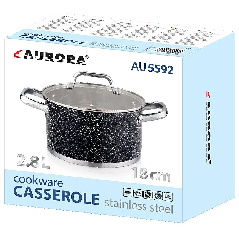 Каструля зі скляною кришкою Aurora 5592AU 18 см 2.8 л - фото 2