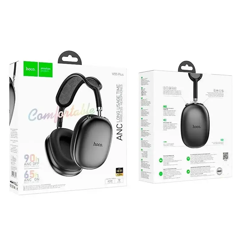Наушники беспроводные Hoco W55 Plus happiness ANC noise reduction серые - фото 3