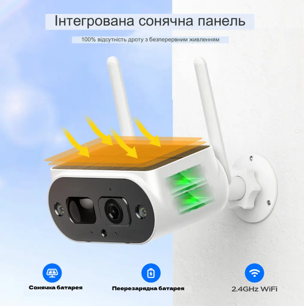 Камера видеонаблюдения XPRO WiFi Solar Camera 2MP FHD содержит две батареи 18650 20 (MER-15339_1519) - фото 3