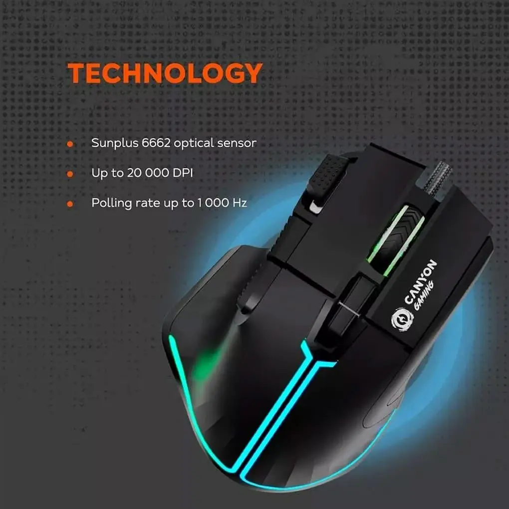 Миша Canyon mouse Fortnax GM-636 RGB 9buttons Wired White (CND-SGM636W) - фото 6